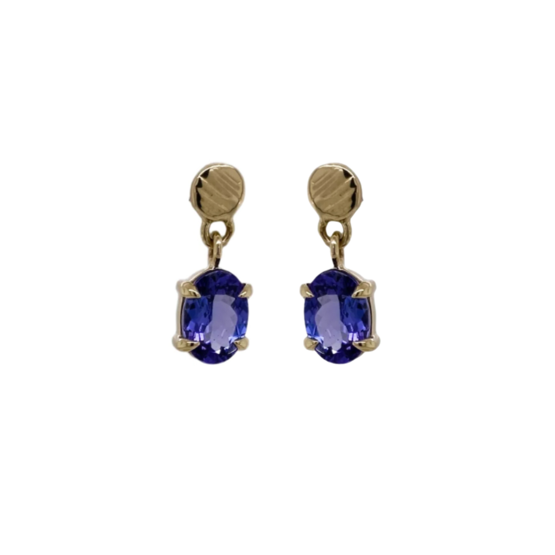 Yellow Gold & Oval Tanzanite Earrings