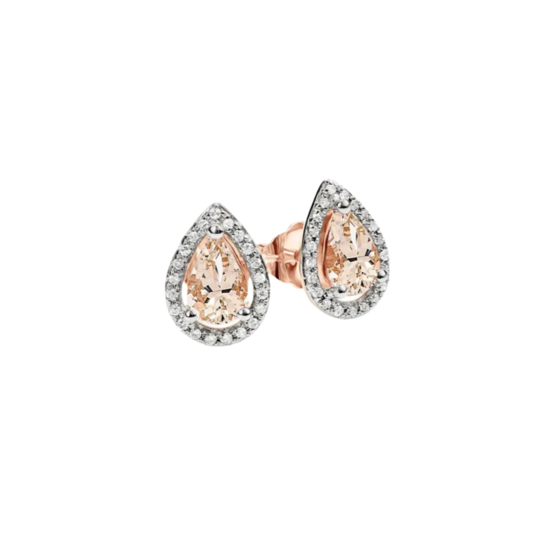 Rose Gold Diamond & Morganite Stud Earrings