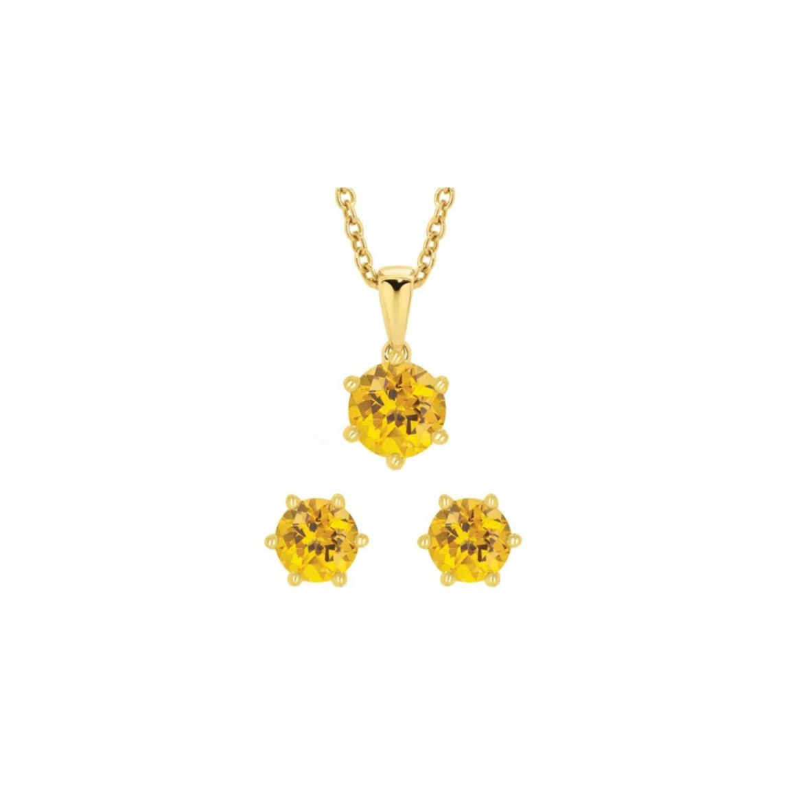 Yellow Gold Citrine Pendant & Earring Set