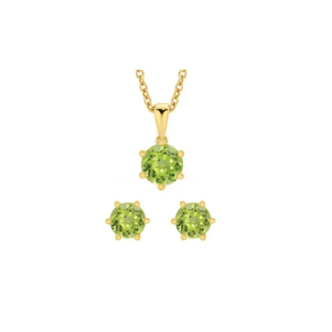 Yellow Gold Peridot Pendant & Earring Set