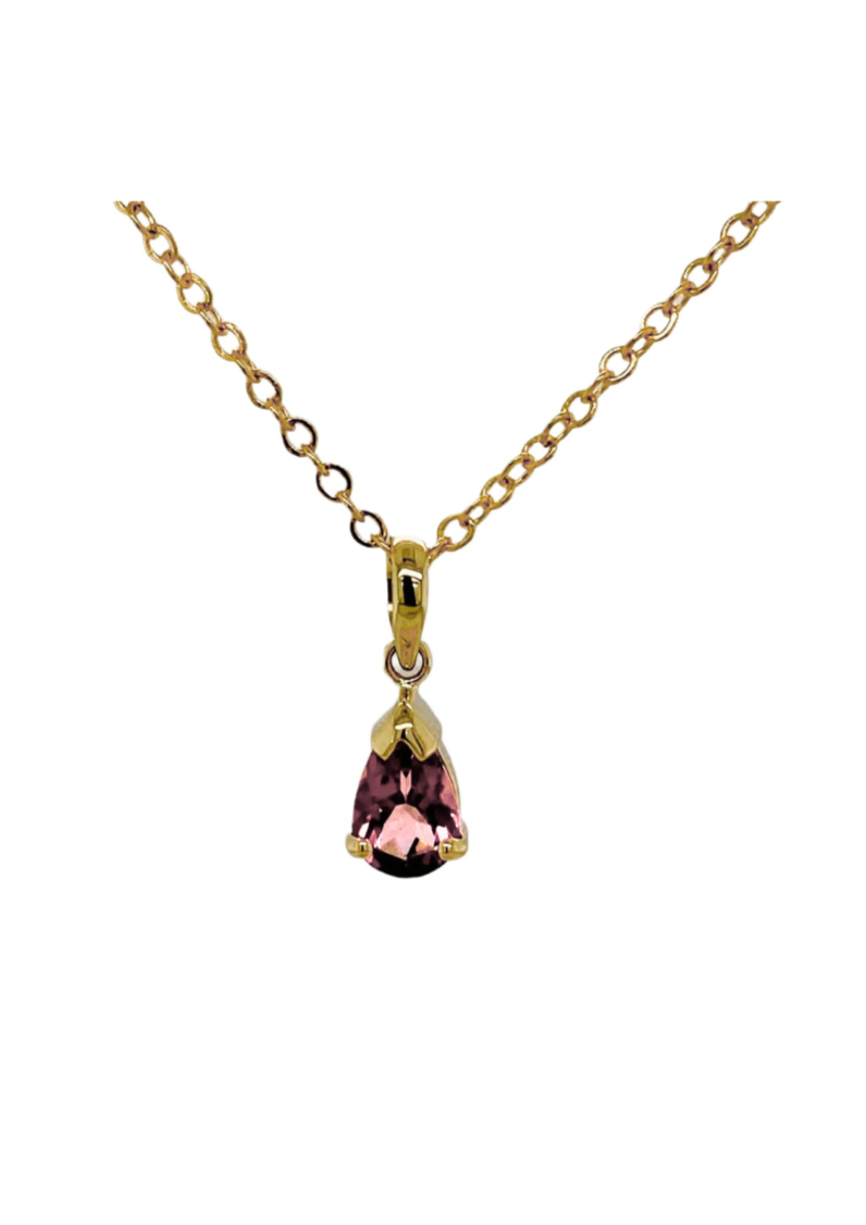Yellow Gold & Pink Tourmaline Pendant