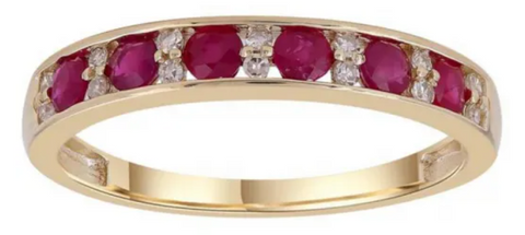 9ct Yellow Gold Diamond & Ruby Dress Ring