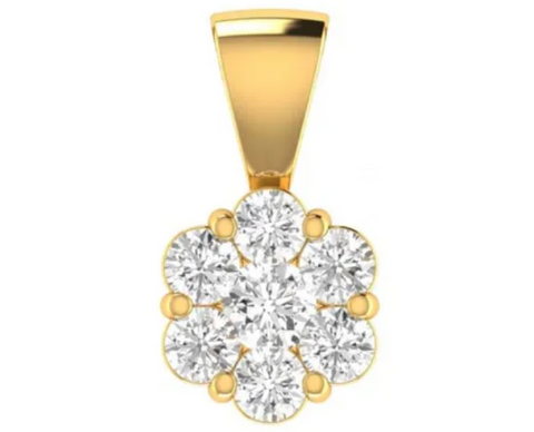 9ct Yellow Gold 0.75ct Diamond Daisy Cluster Pendant