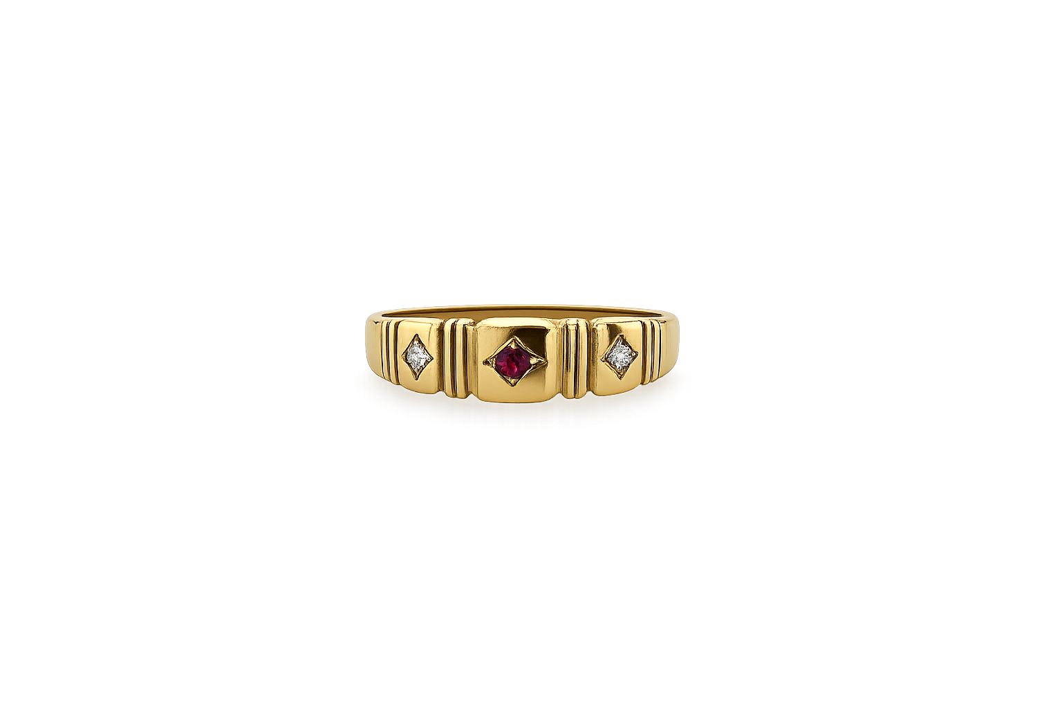 Pre Owned Yellow Gold Diamond & Ruby Dress Ring