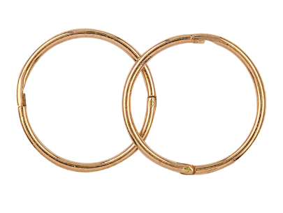 9ct Yellow Gold 14mm Plain Sleepers