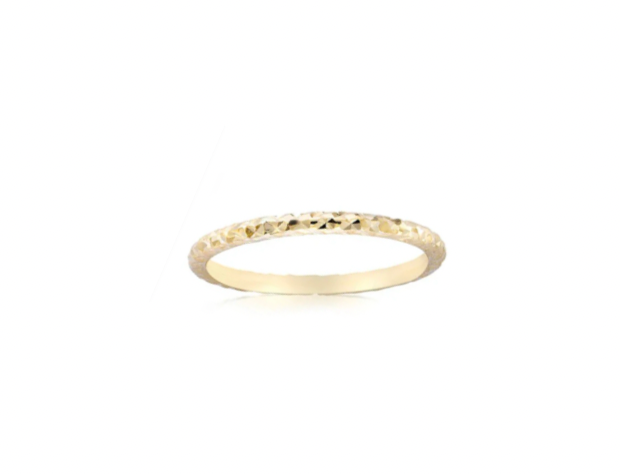 Yellow Gold Diamond Cut Patterned Stacker Ring