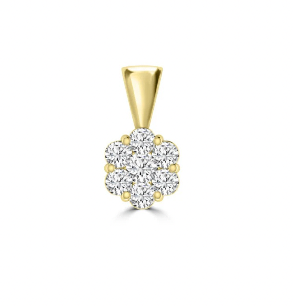 Yellow Gold & Diamond Daisy Cluster Pendant