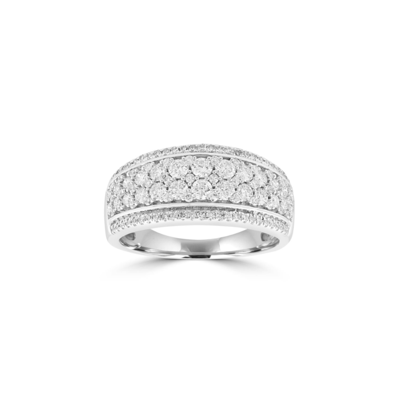 Multi Row White Gold & Diamond Ring