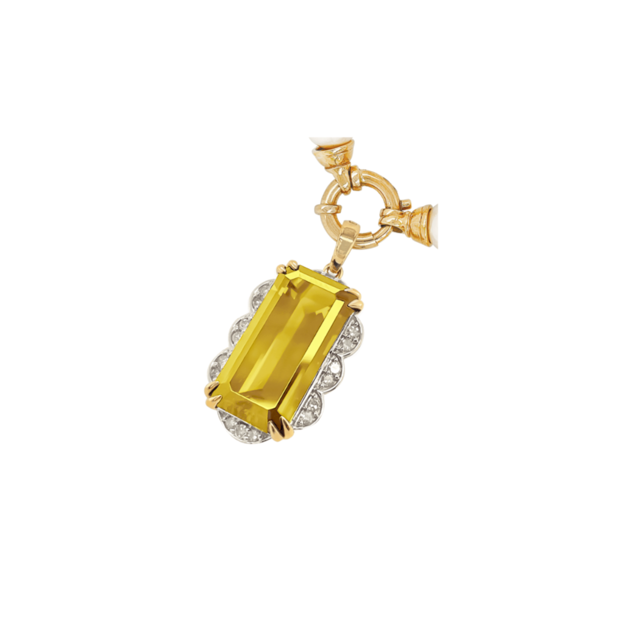 Yellow Gold Lemon Quartz & Diamond Pendant