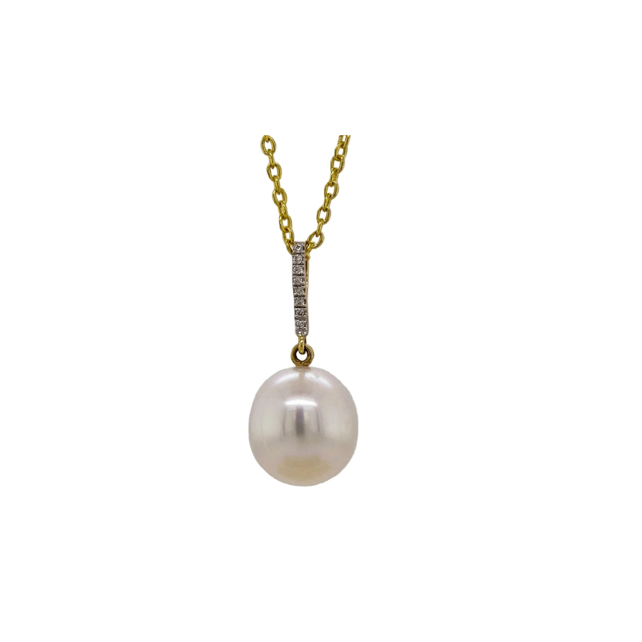Yellow Gold Pearl & Diamond Pendant