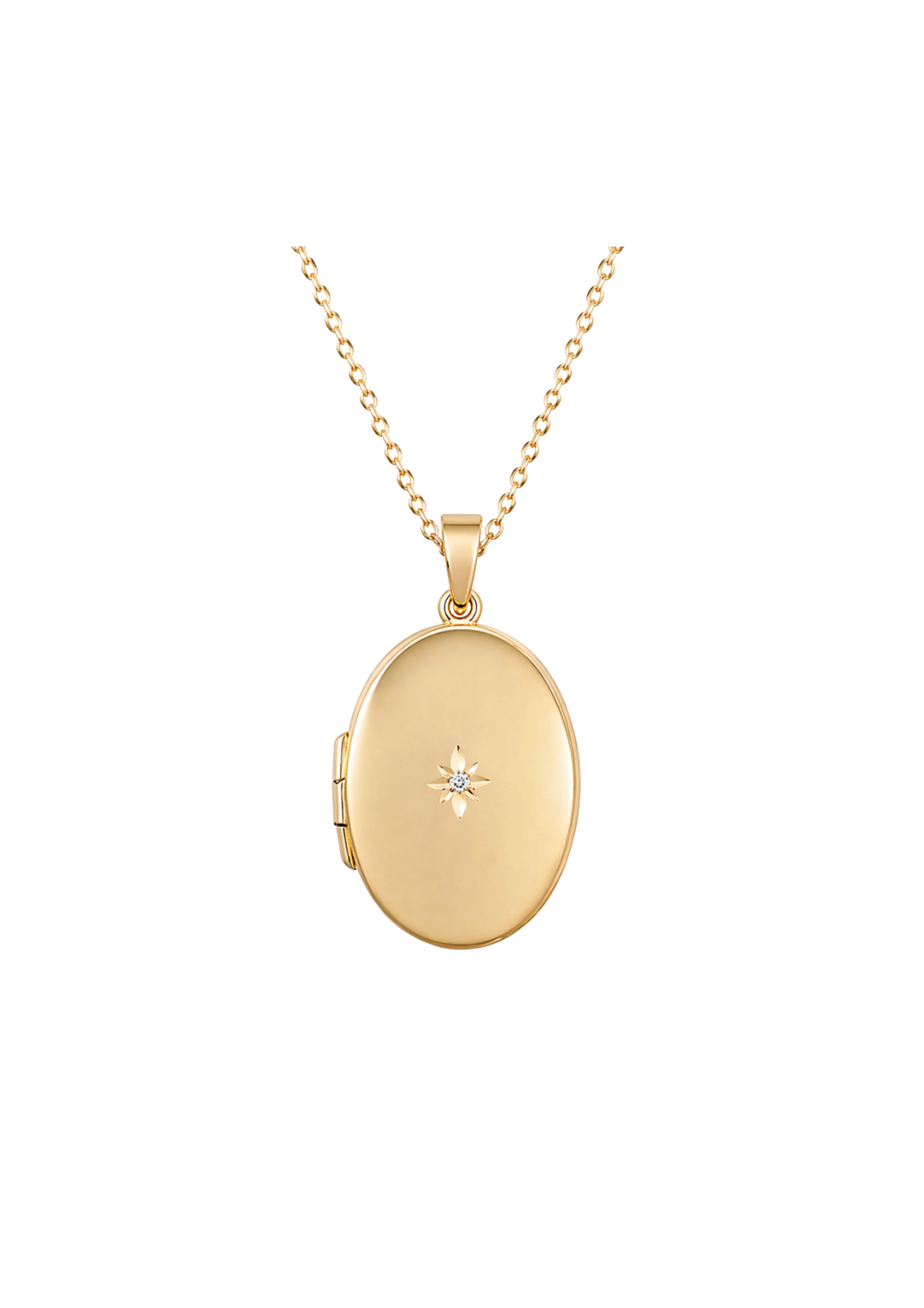 Yellow Gold Oval & Diamond Locket