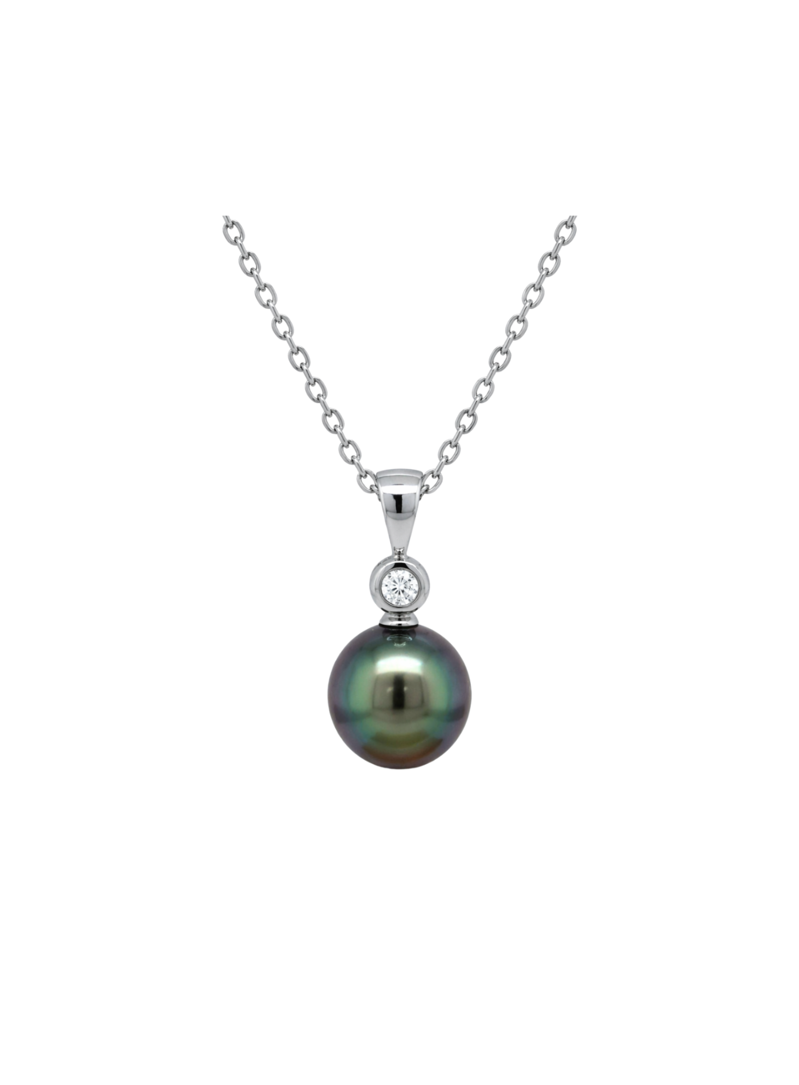 Tahitian Black Pearl & Diamond Pendant