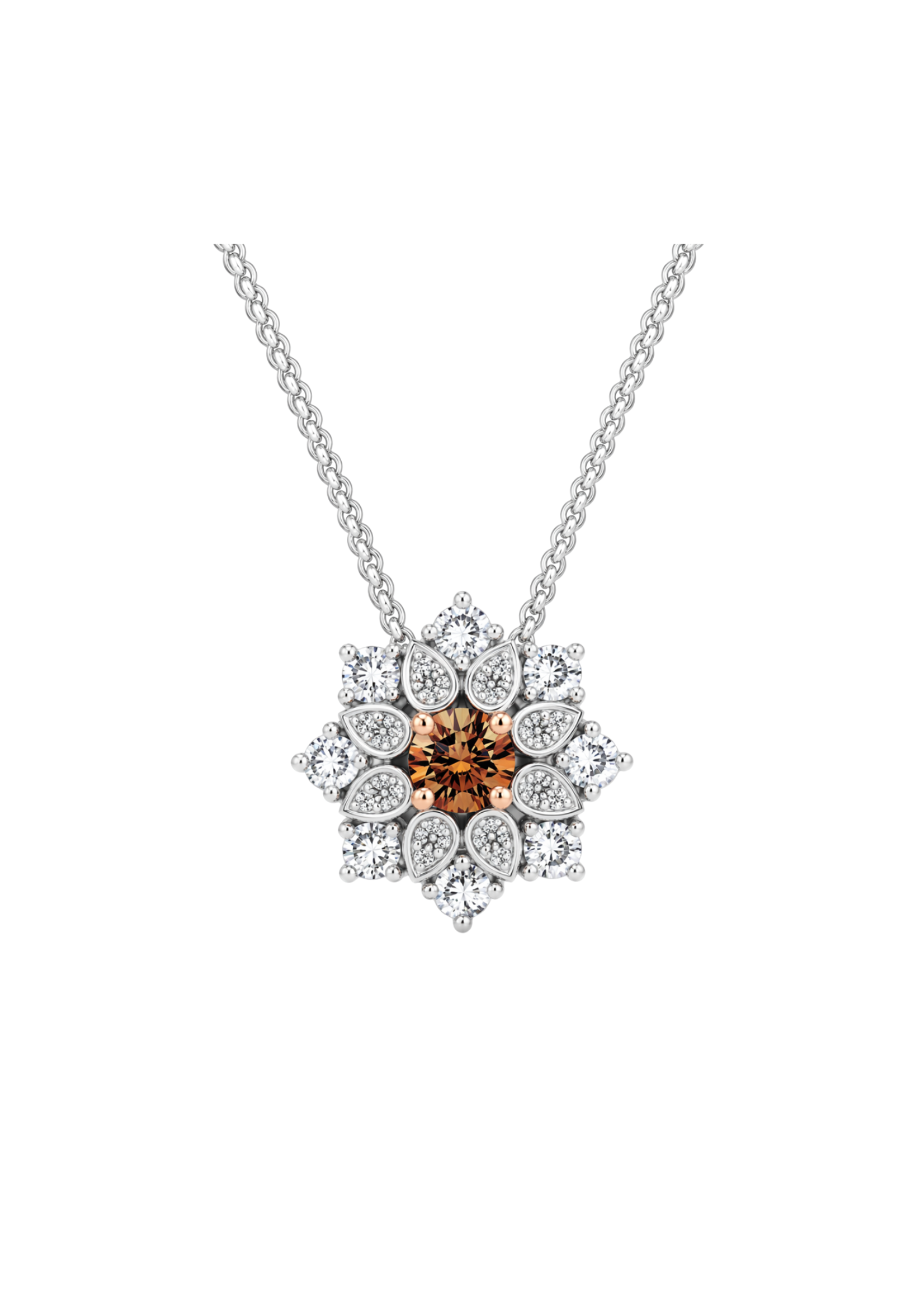 Two Tone Gold Diamond Star Pendant