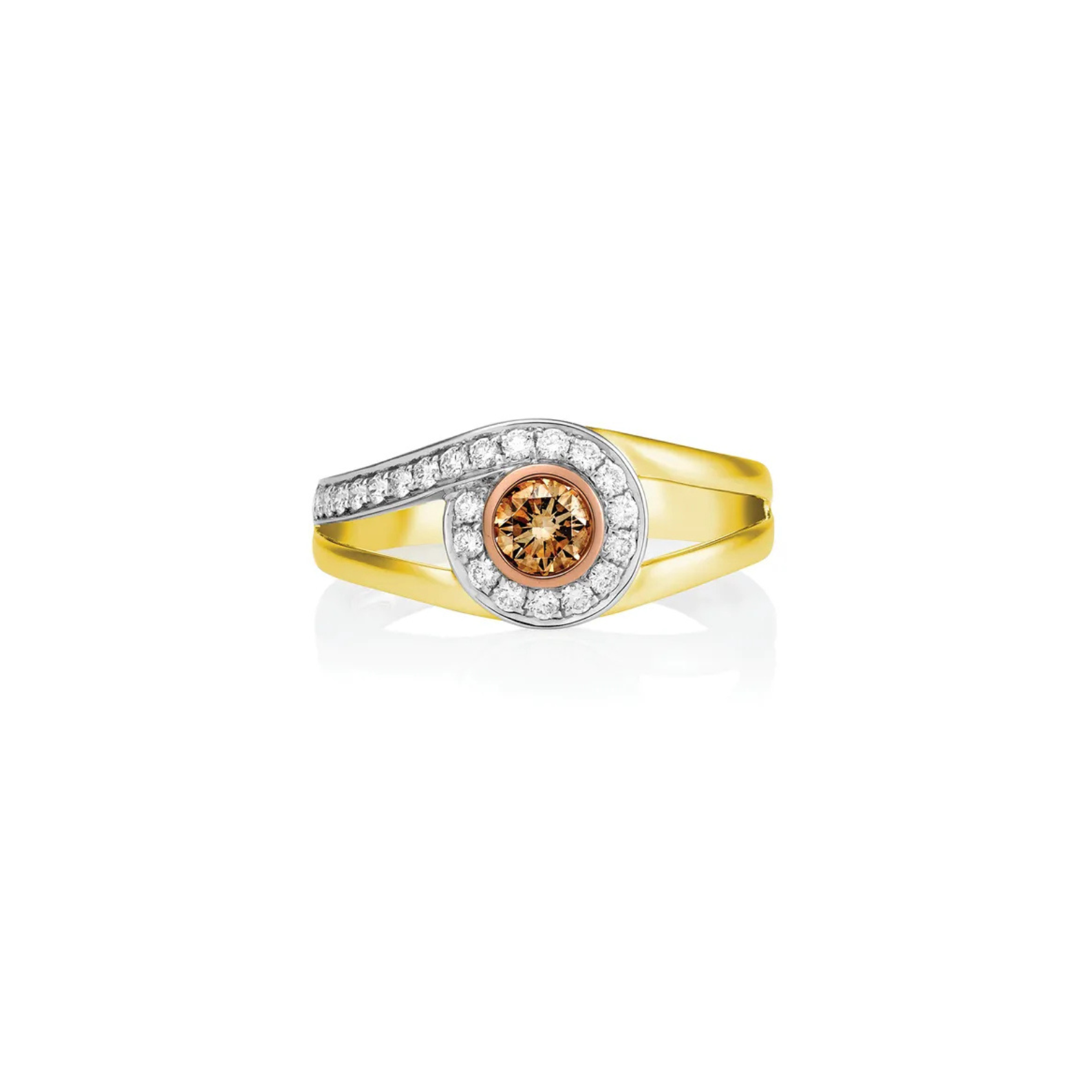 Three Tone Gold & Diamond Cluster Ring