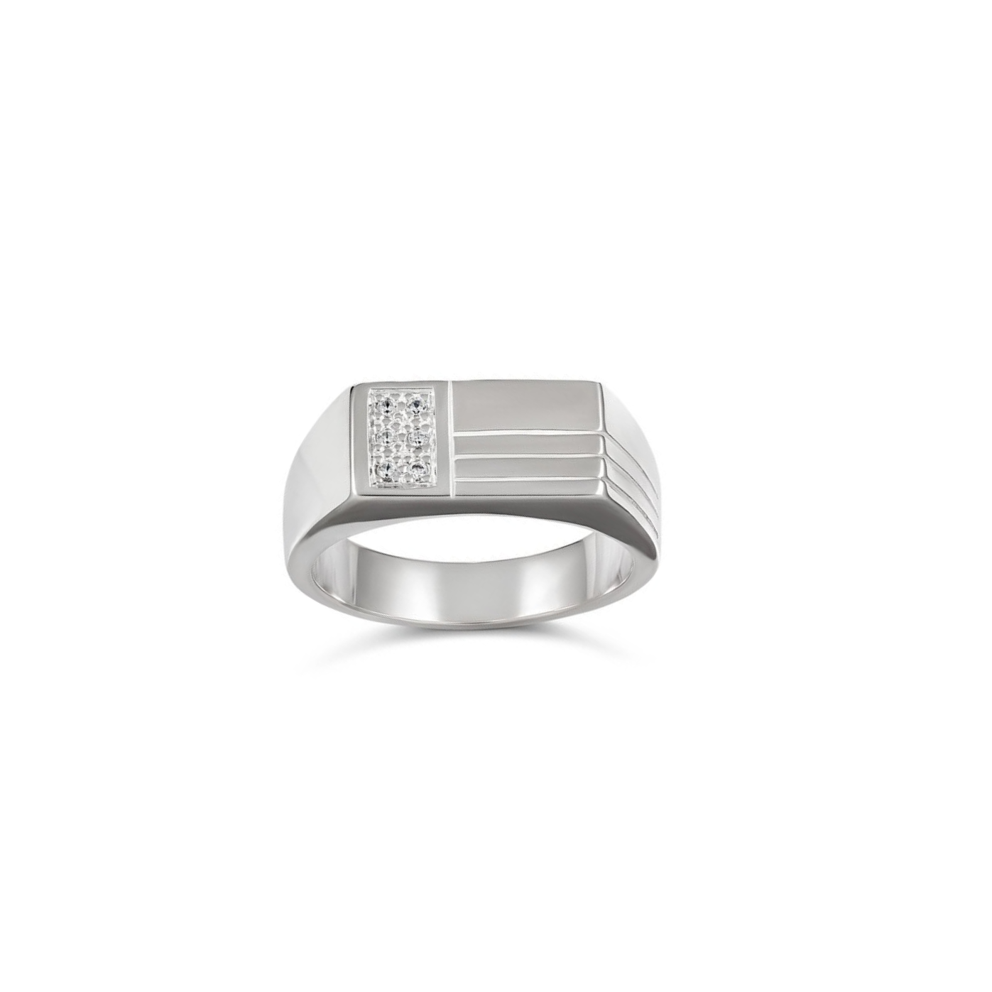 Silver & Cubic Zirconia Gents Ring