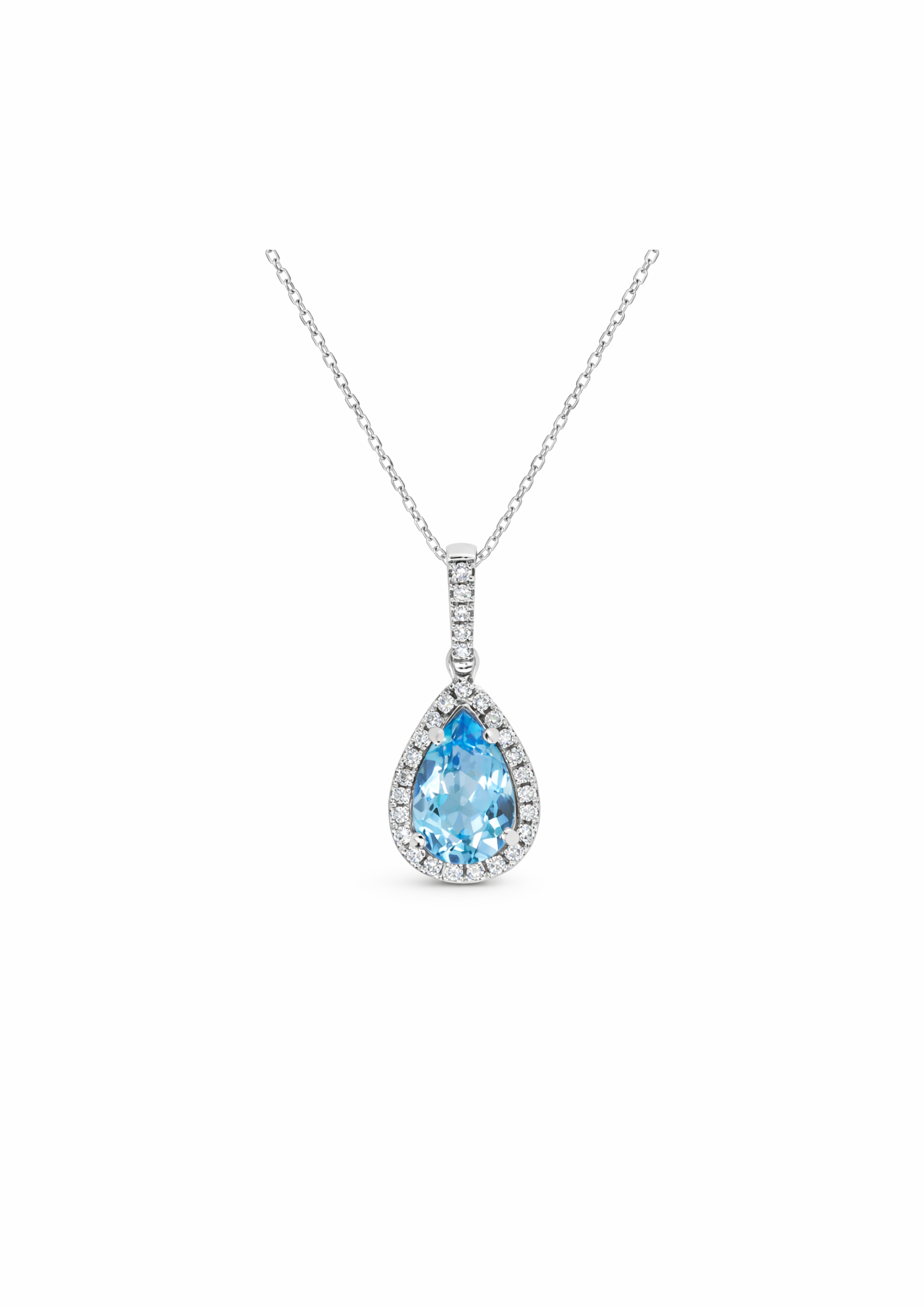 White Gold Topaz & Diamond Set Pendant