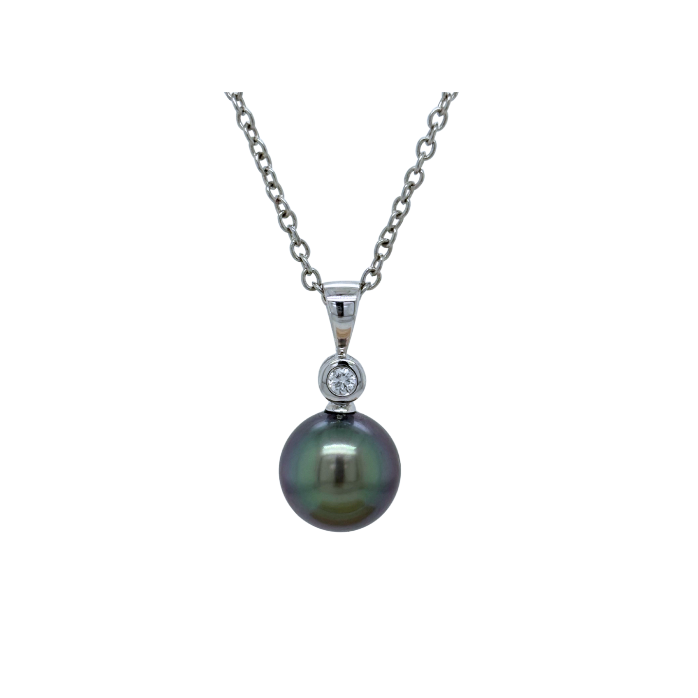 Tahitian Black Pearl & Diamond Pendant