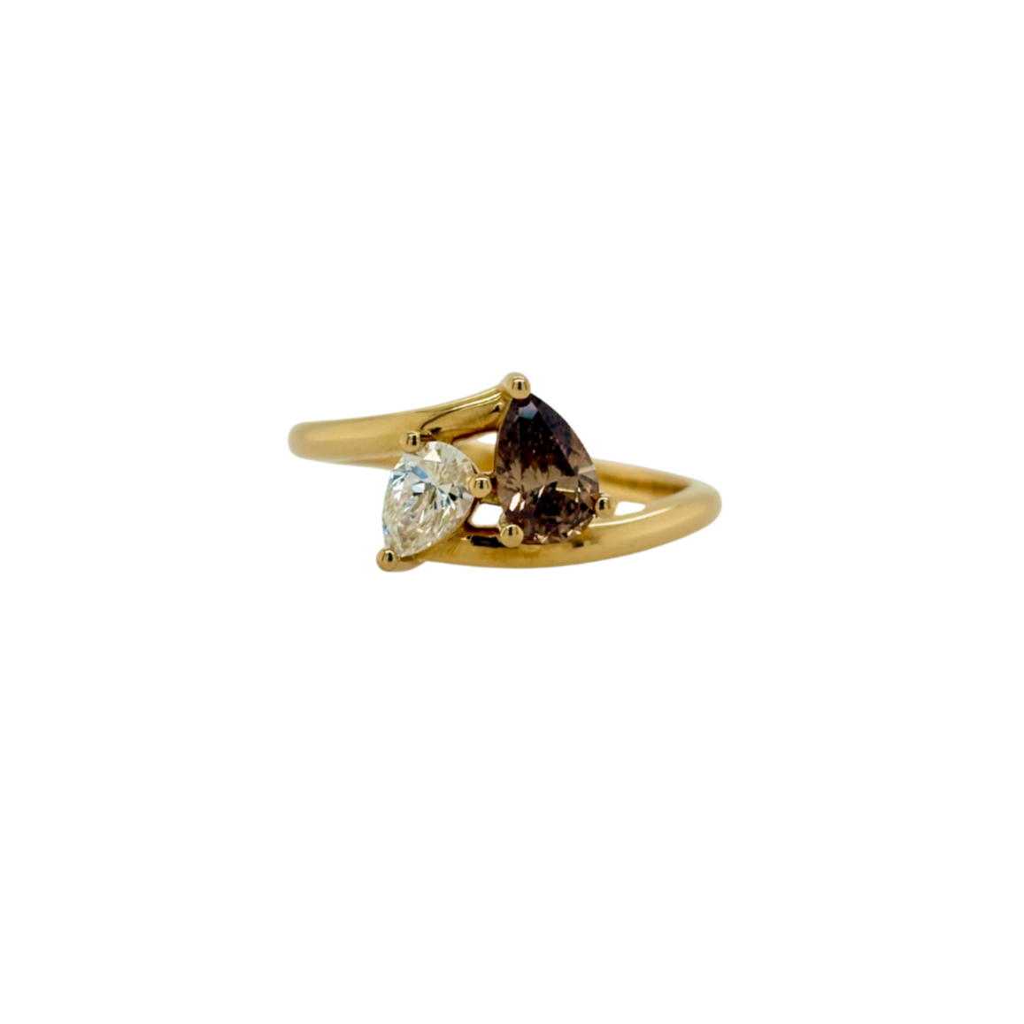 Yellow Gold Two Stone Pear Shaped Diamond Ring