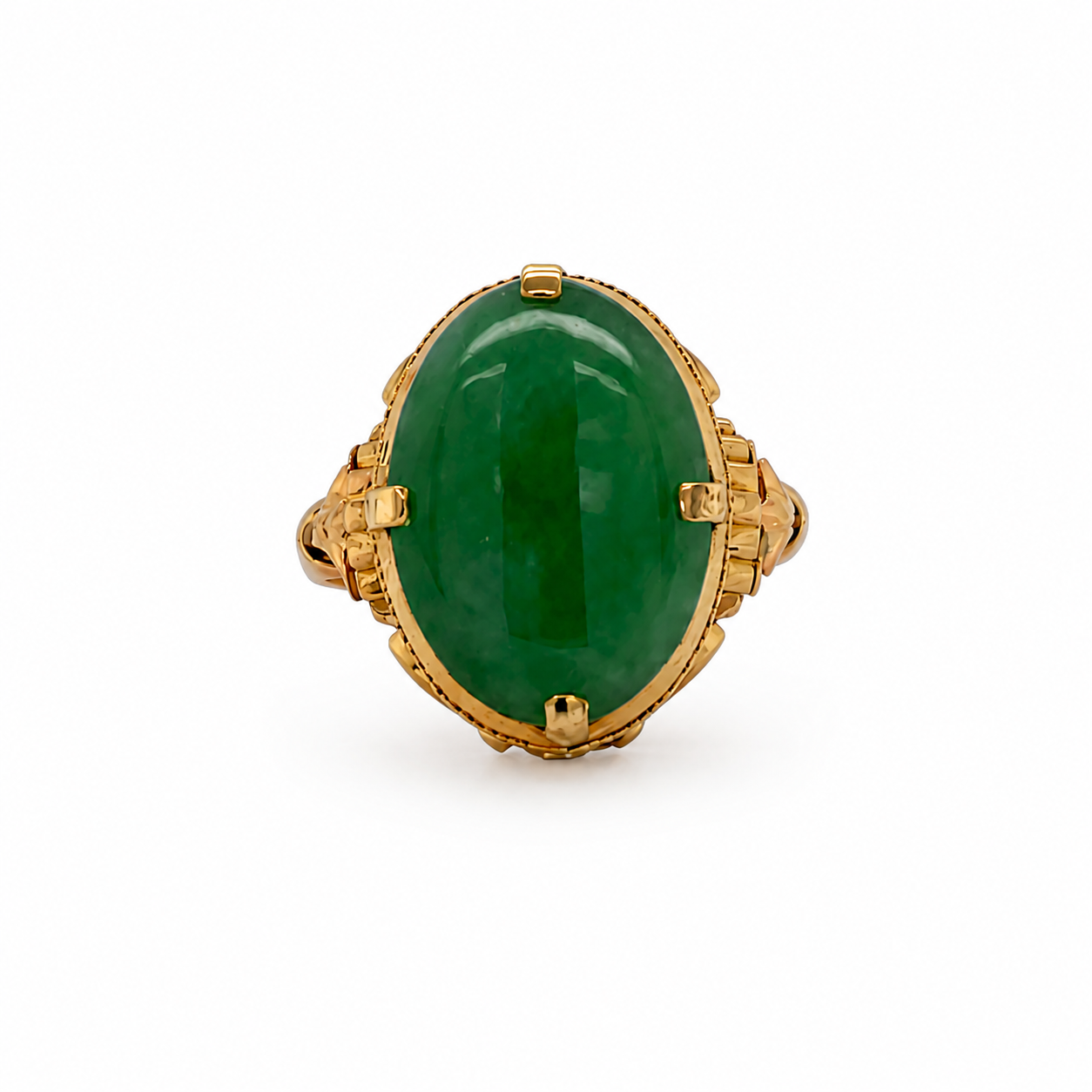 Pre Owned Yellow Gold & 6.25ct Jadeite Ring