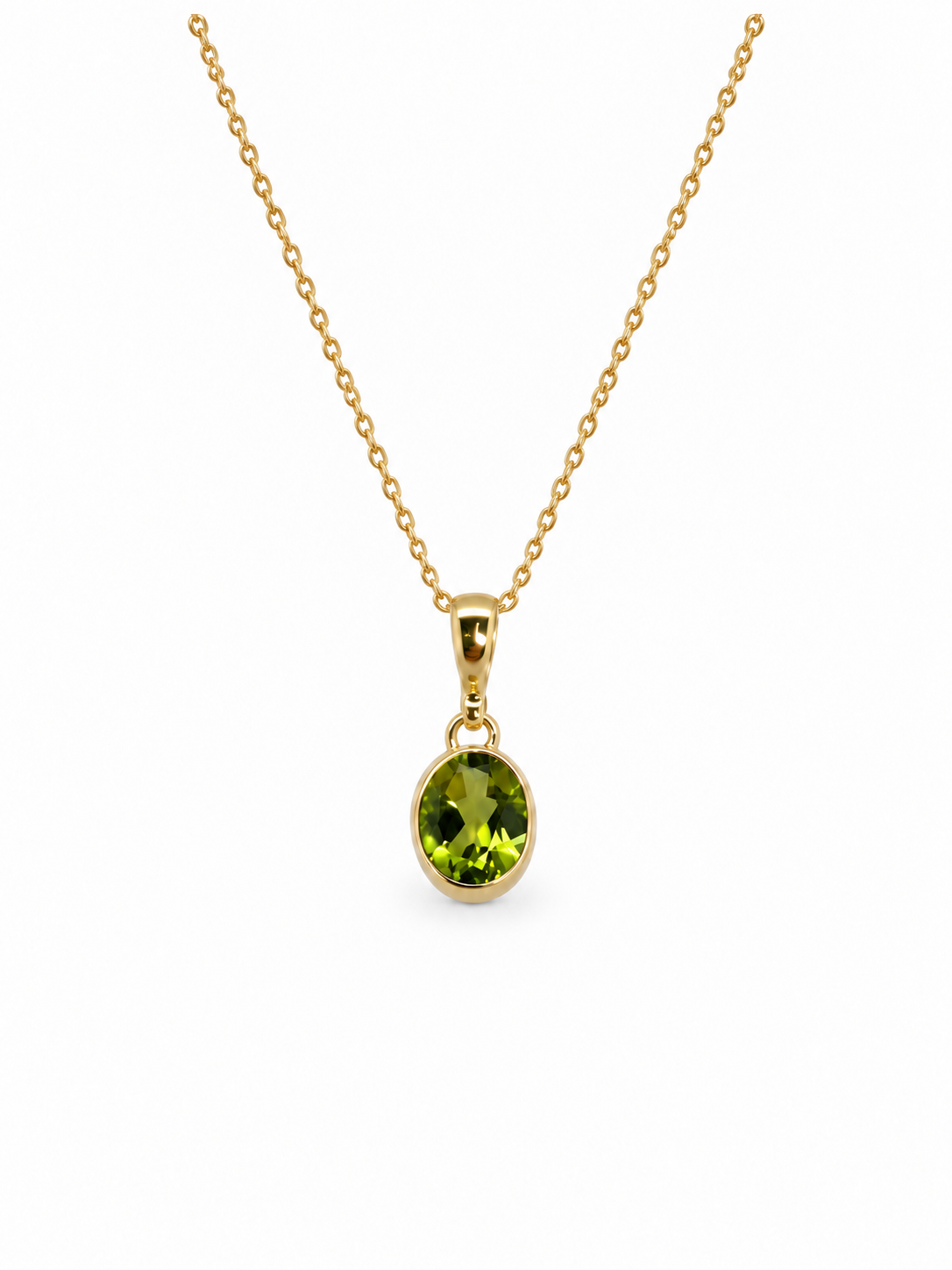 9ct Yellow Gold & Oval Peridot Pendant