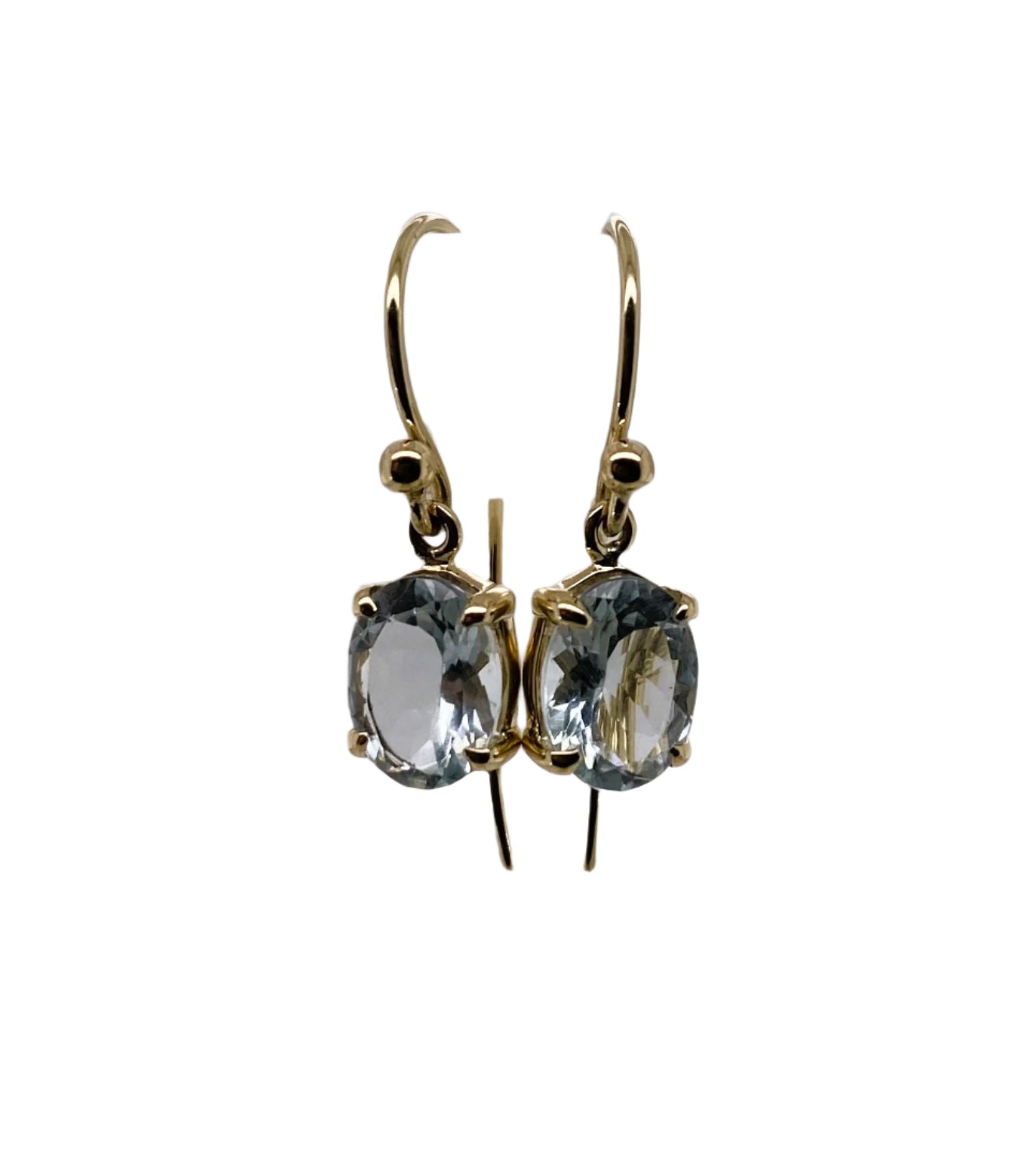 9ct Yellow Gold & Oval Aquamarine Earrings