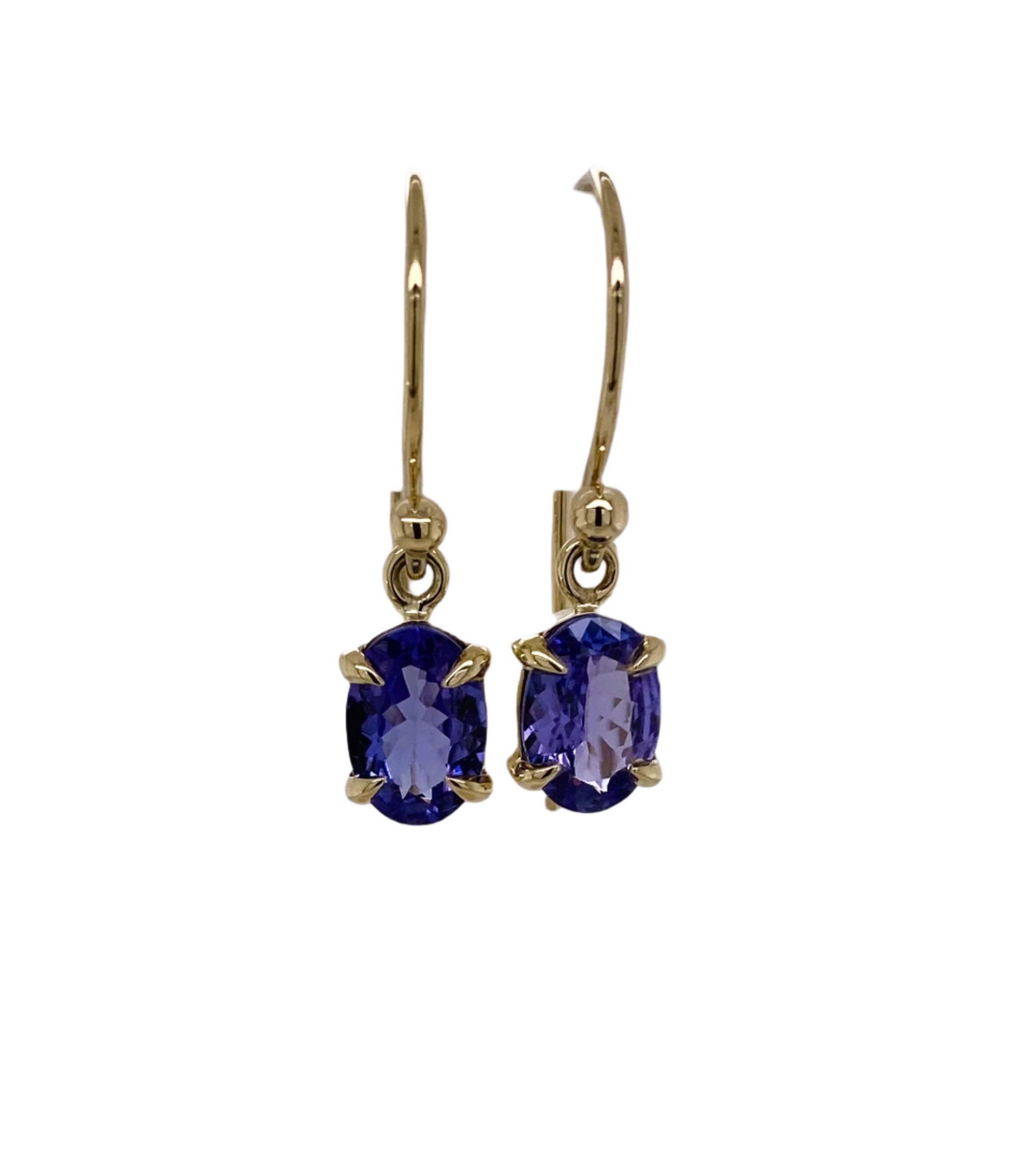 9ct Yellow Gold & Oval Shape Tanzanite Earrings