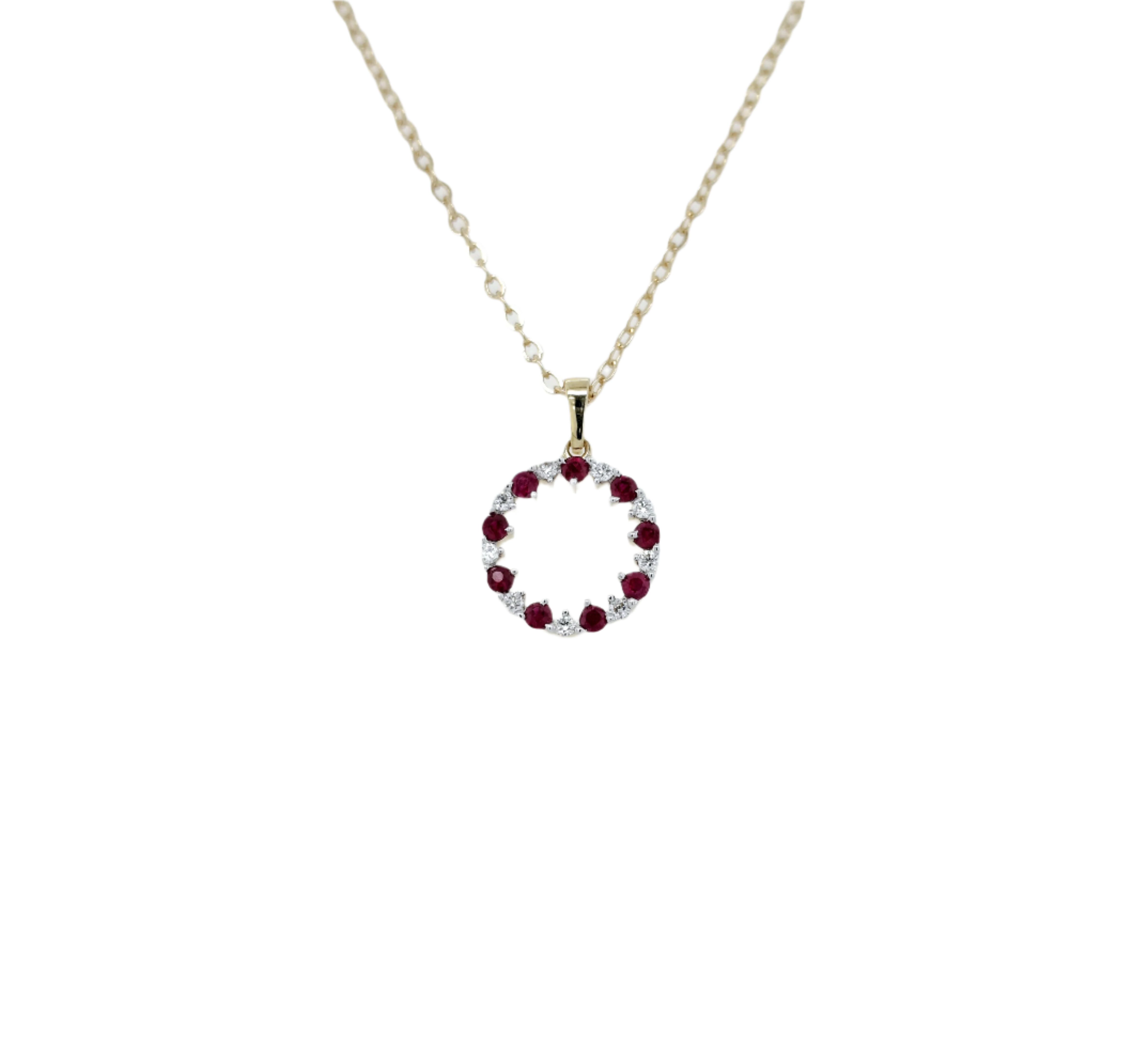 18ct Yellow Gold Ruby & Diamond Pendant