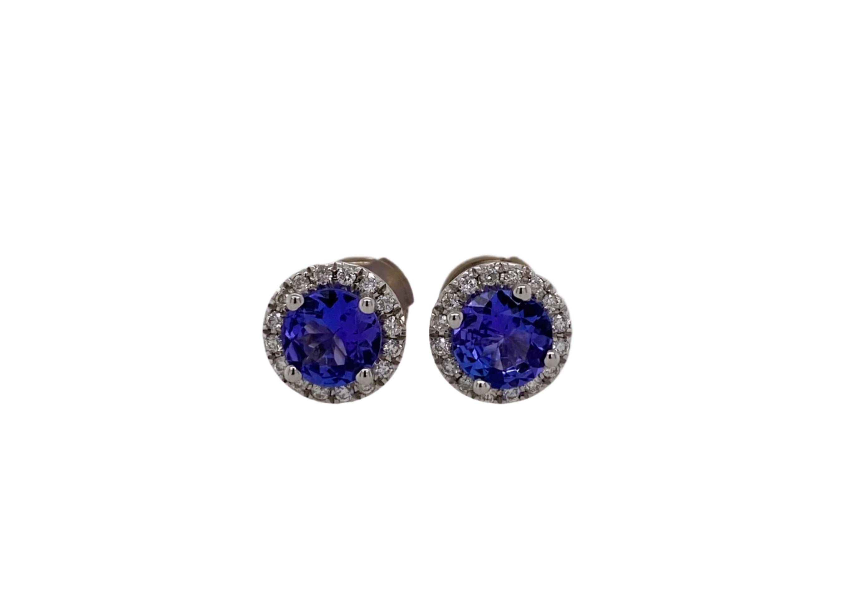 18ct White Gold Diamond & Tanzanite Studs