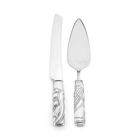 Royal Selangor Pewter Roses & Ribbons Cake Knife & Server Set Ref 014819R