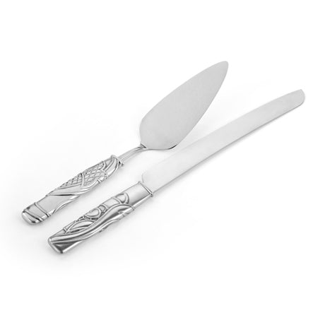Royal Selangor Pewter Roses & Ribbons Cake Knife & Server Set Ref 014819R