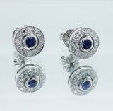 9ct White Gold Diamond & Sapphire Set Halo Stud Earrings