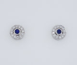 9ct White Gold Diamond & Sapphire Set Halo Stud Earrings