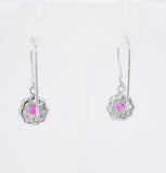 9ct White Gold Diamond & Ruby Set Daisy Drop Earrings