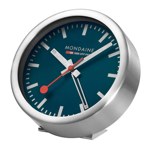Mondaine Official Swiss Railways Blue Alarm Clock