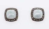 Sterling Silver Jade & Marcasite Stud Earrings