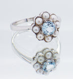 Ladies Sterling Silver Pearl and Topaz Cluster Ring