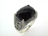 Sterling Silver Marcasite/Onyx Vintage style ring