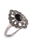 Sterlings Silver Marcasite/ONYX Vintage style ring